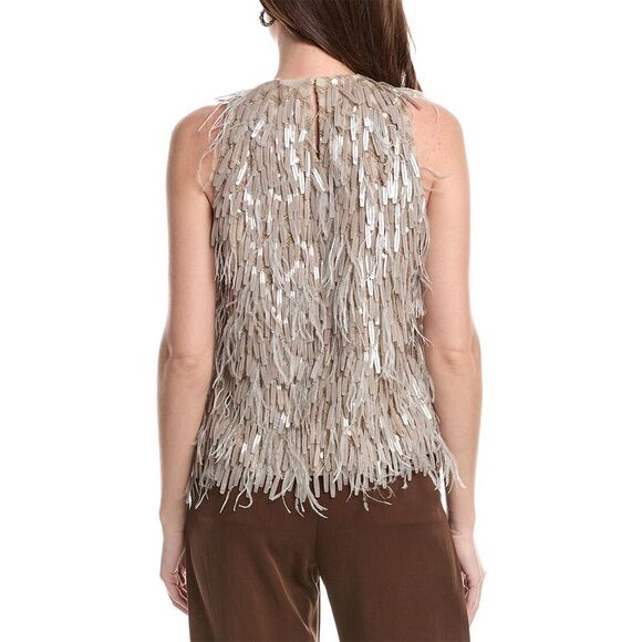 Brunello Cucinelli Mens Feather & Sequin Silk Blouse - Picture 2 of 3